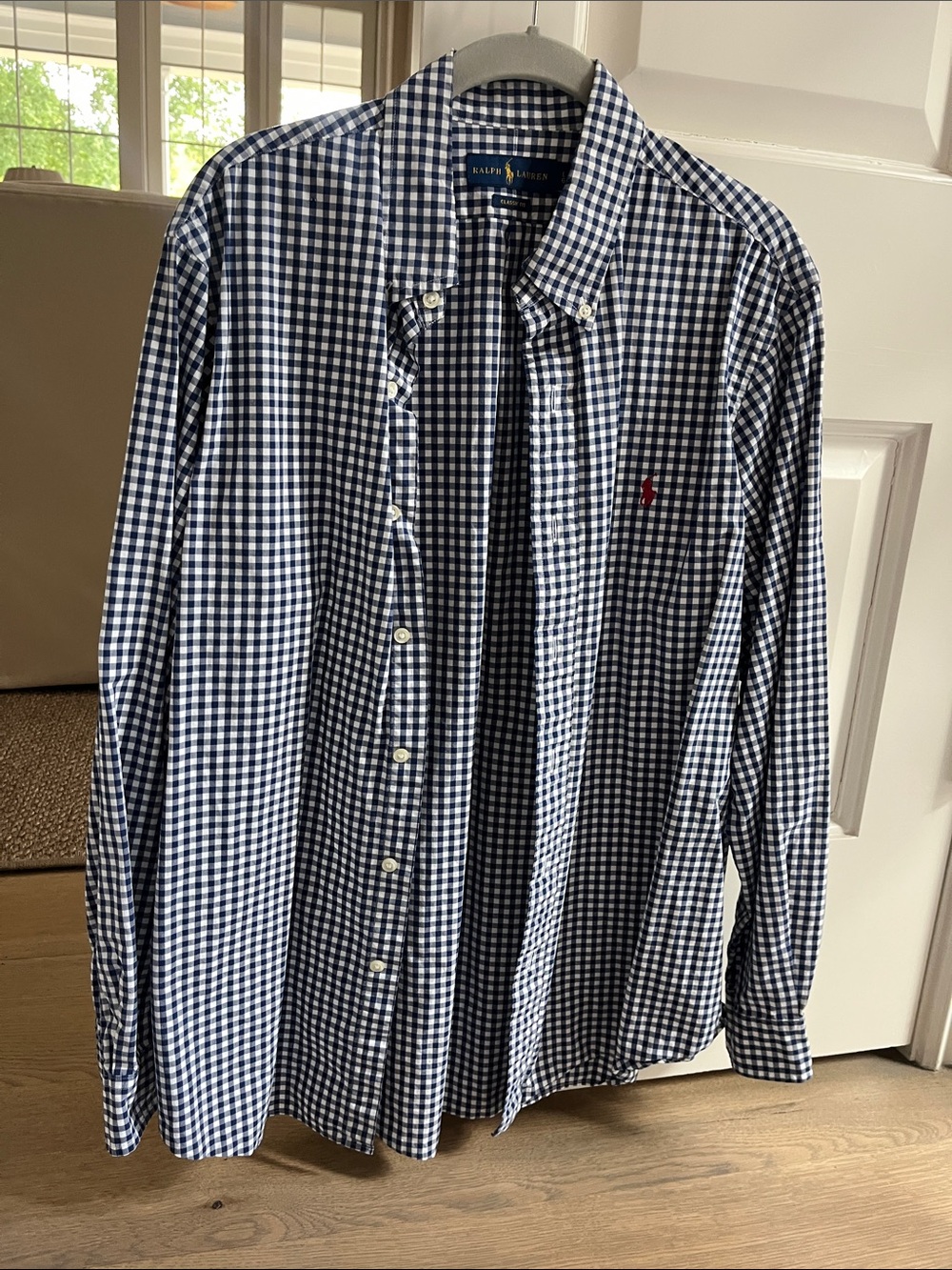 Ralph Lauren Navy and White Gingham Button-Down Shirt